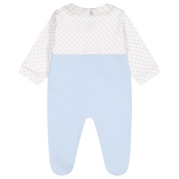 Baby Boys White & Blue Logo Babygrow