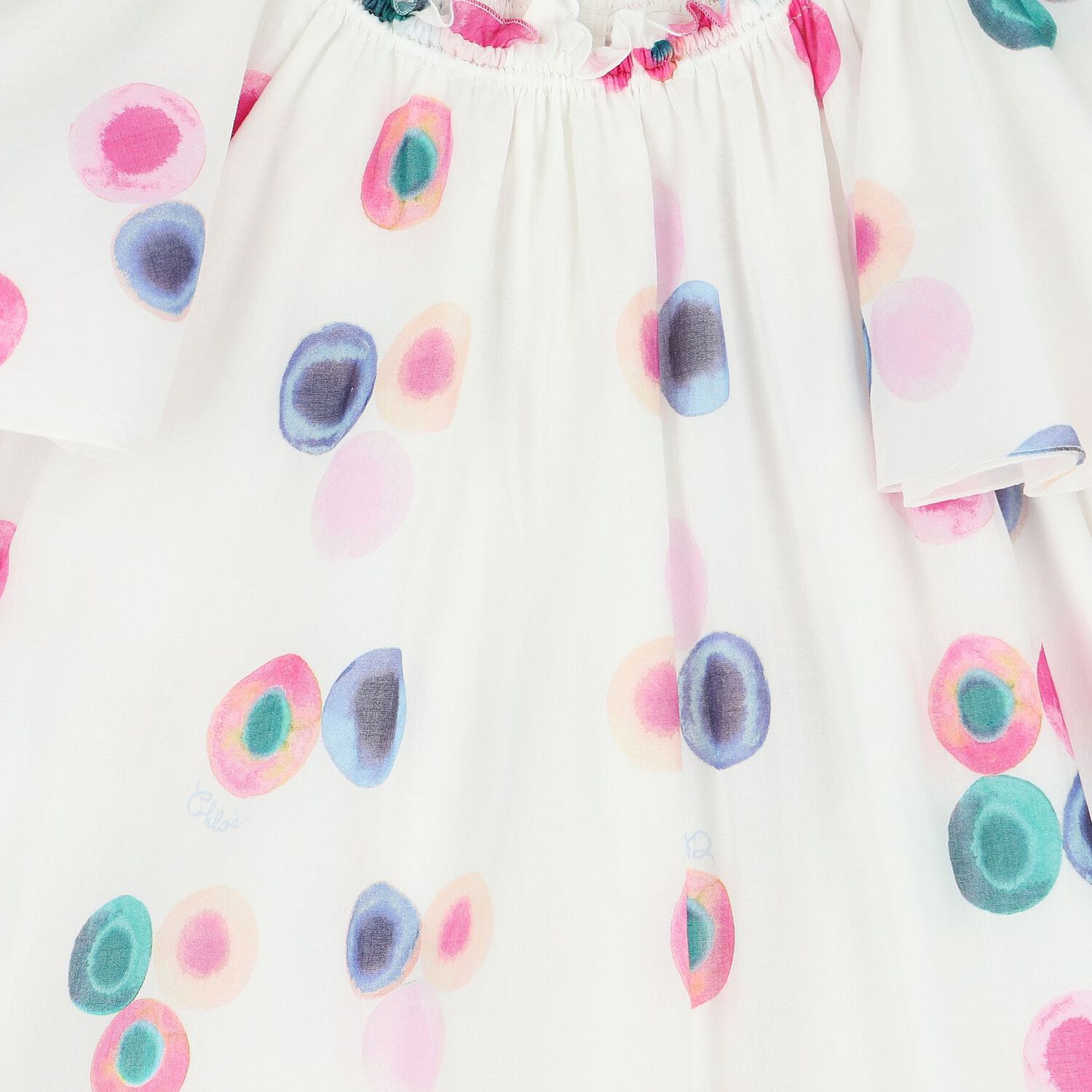 فستان بنات مكشكش باللون الأبيض, 1, hi-res