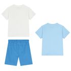 Boys White & Blue Shorts Set, 3, hi-res