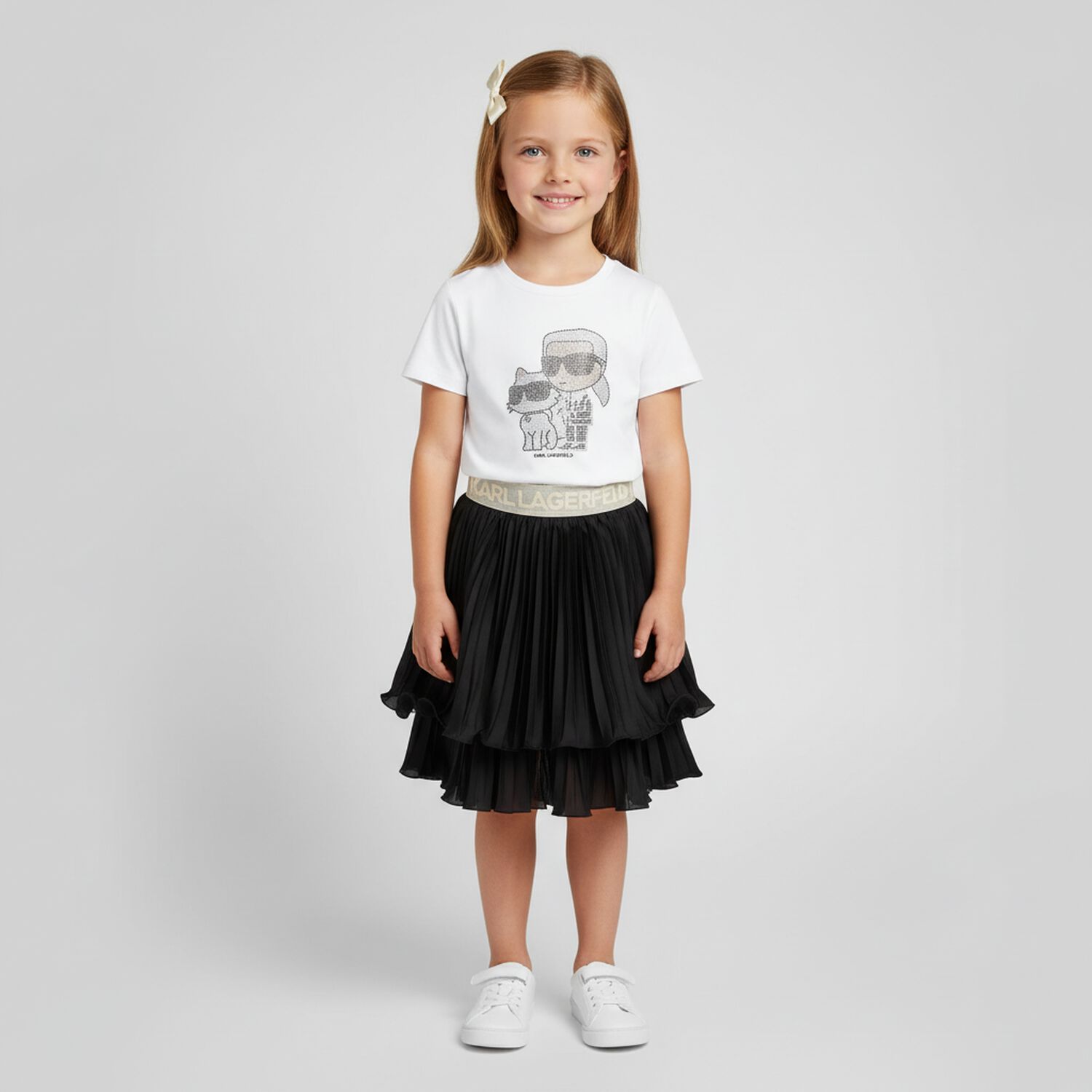 Girls White Logo T-Shirt, 1, hi-res