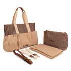 Beige Houndstooth Check Baby Changing Bag ( 41cm ), 1, hi-res