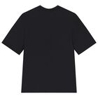 تيشيرت بشعار  وردة باللون الأسود للبنات, 1, hi-res