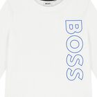 Boys White Logo Long Sleeve Top, 1, hi-res