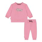Baby Girls Pink Logo Tracksuit , 3, hi-res