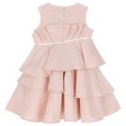 Girls Pink Flower Ruffled Dress, 1, hi-res