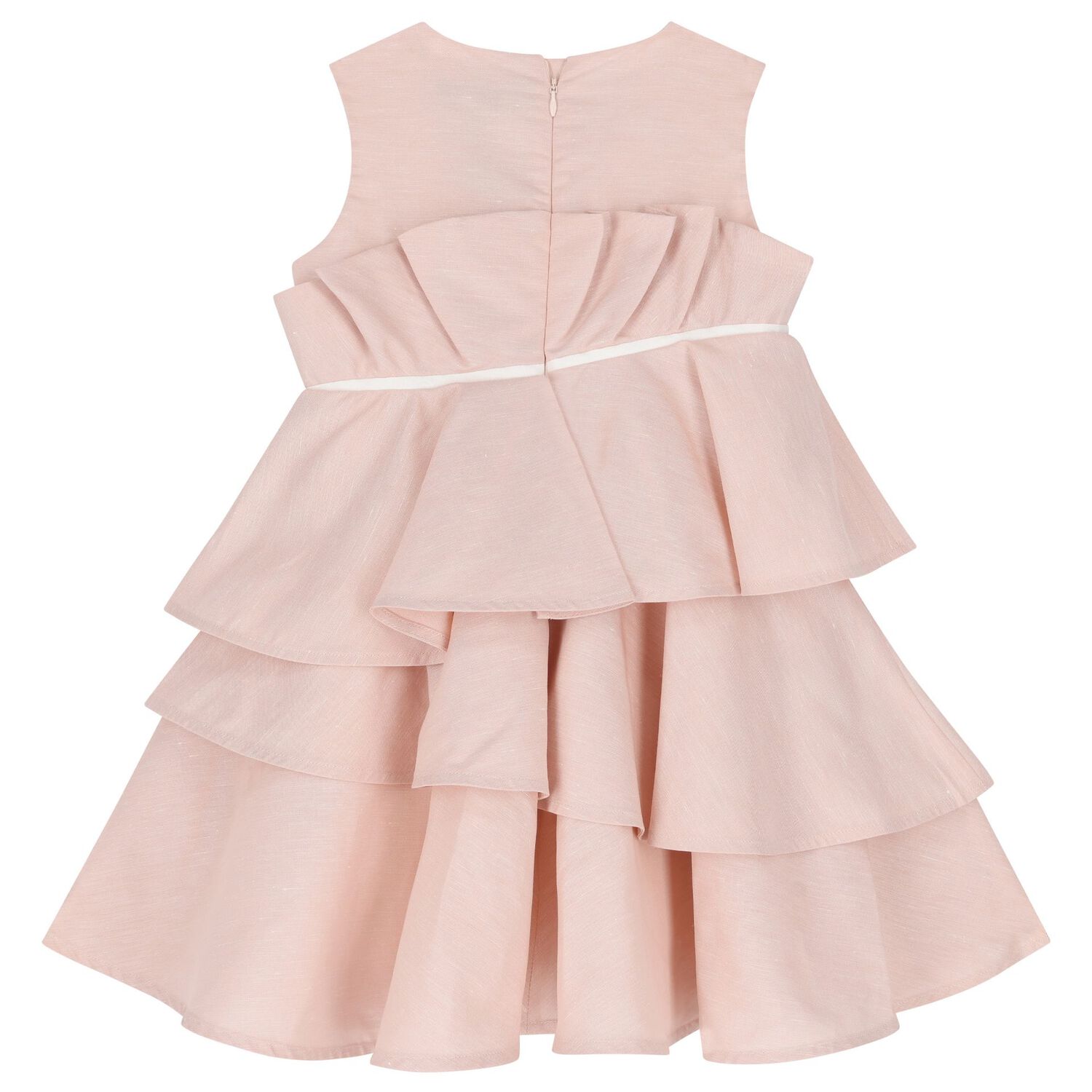 Girls Pink Flower Ruffled Dress, 1, hi-res image number null