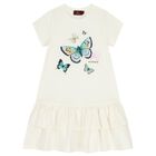 Girls Ivory Butterflies Logo Dress, 1, hi-res