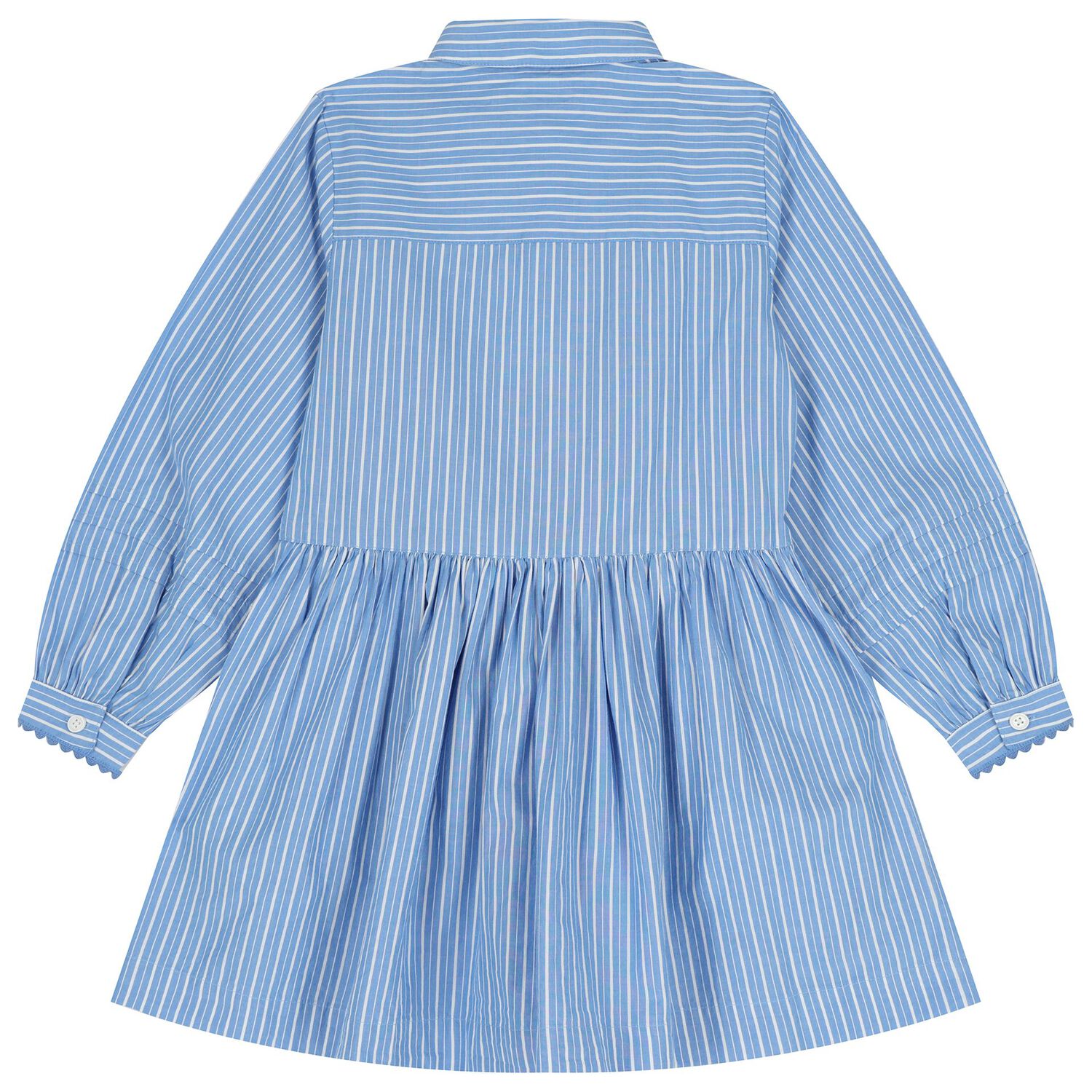 Girls Blue & White Striped Shirt Dress, 1, hi-res