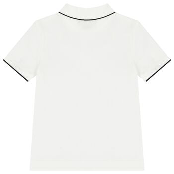 Boys White Logo Polo Shirt 