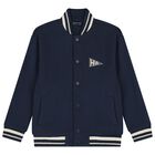 Boys Navy Blue Varsity Bomber Jacket, 1, hi-res