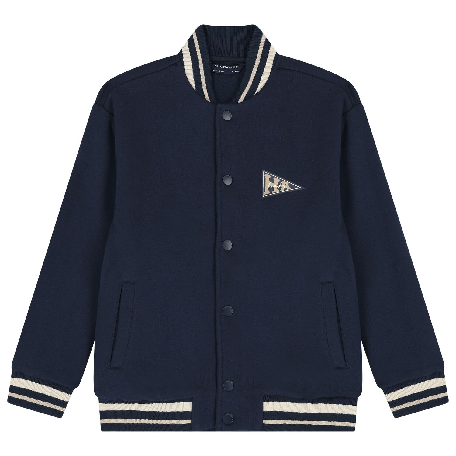 Boys Navy Blue Varsity Bomber Jacket, 1, hi-res
