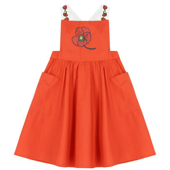 Girls Red Poppy Logo Poplin Dress