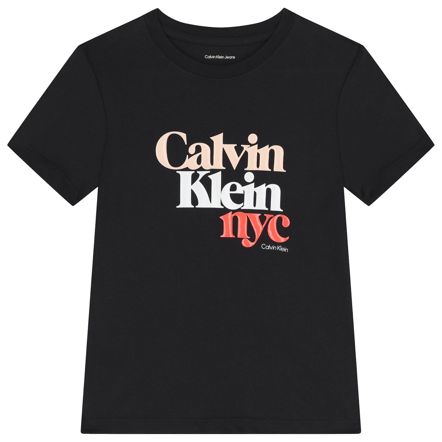 تي شيرت بناتي أسود بشعار, 1, hi-res image number null