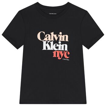 تي شيرت بناتي أسود بشعار