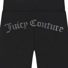 Girls Black Crystal Embellished Diamant&eacute; Logo Flared Leggings, 1, hi-res