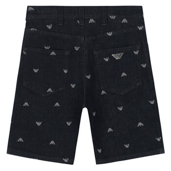 Boys Blue Logo Denim Shorts