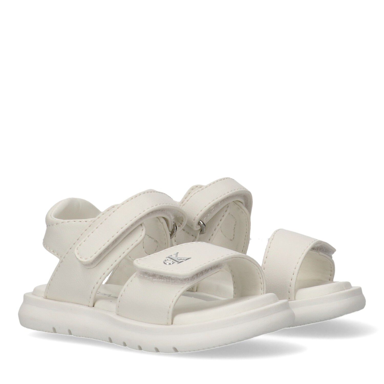 Girls White Logo Sandals, 1, hi-res