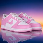 Girls White & Pink Logo Dunk Low Trainers, 1, hi-res