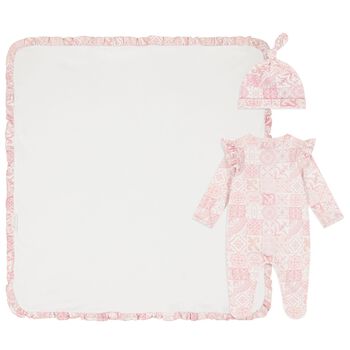Baby Girls Pink & White Babygrow Gift Set 