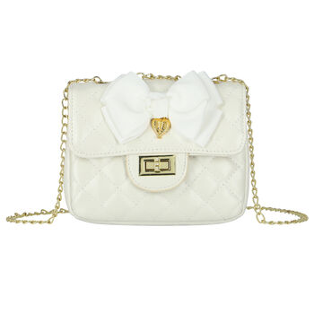 Girls White Bow Handbag