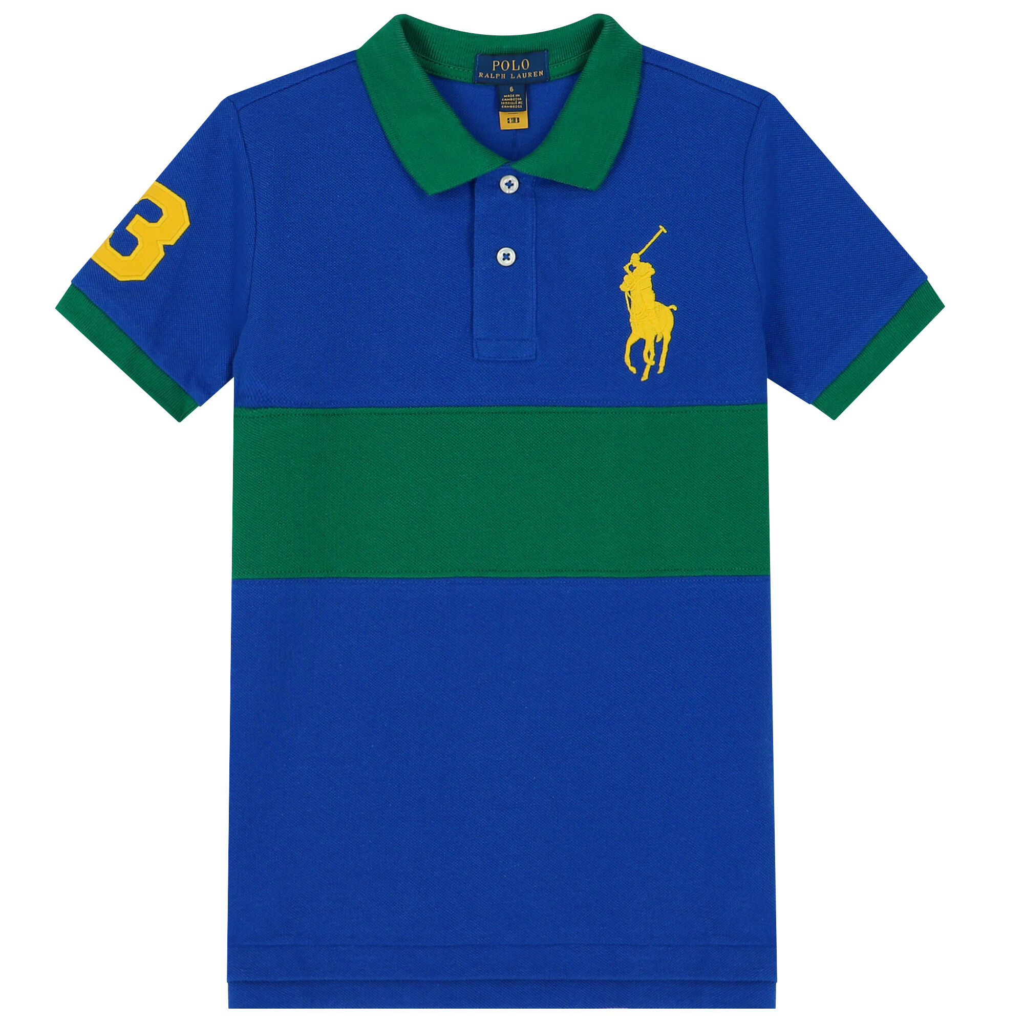 Ralph Lauren Boys Blue Green Logo Polo Shirt Junior Couture QA