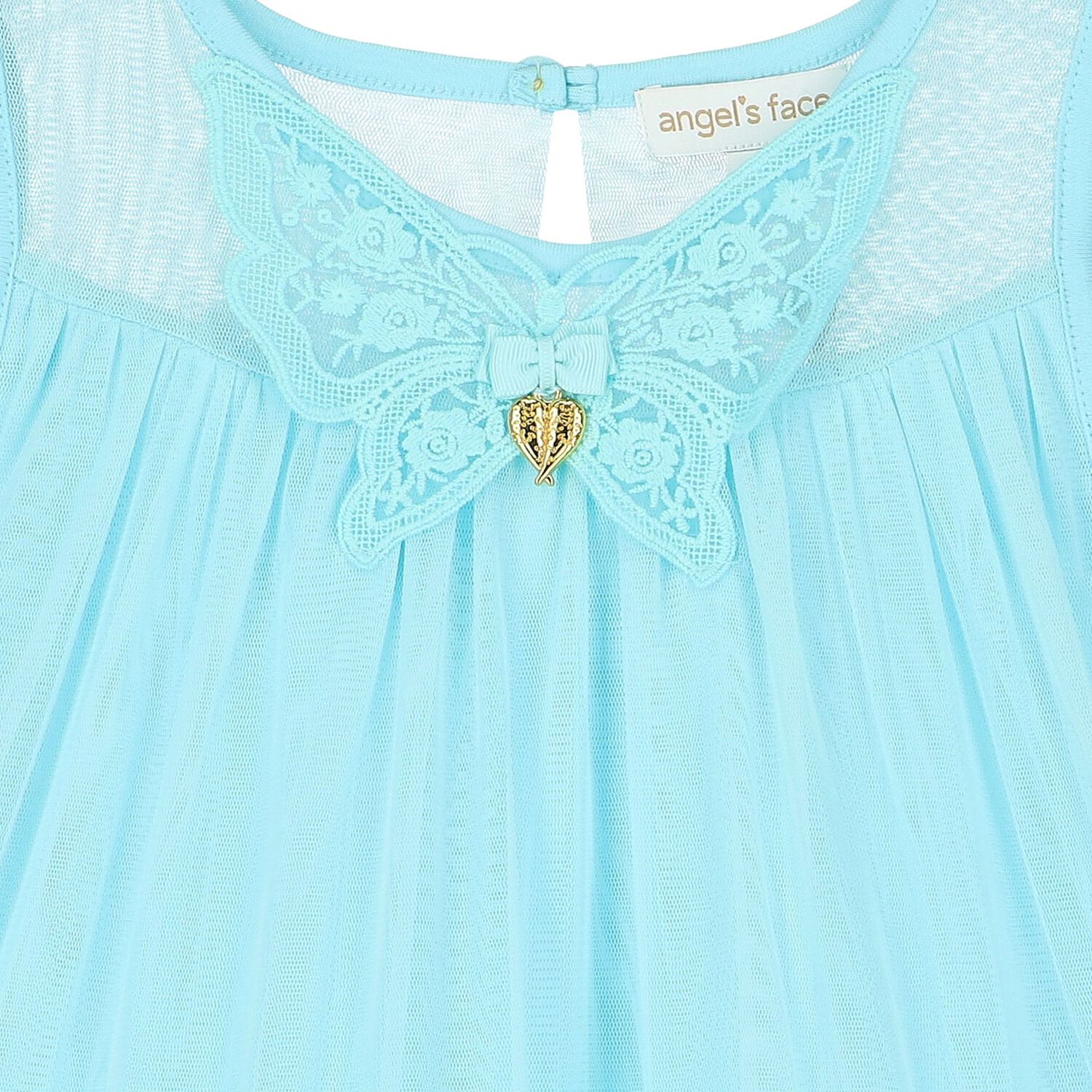 Girls Aqua Tulle Dress, 1, hi-res