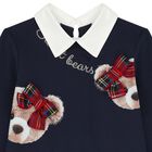 Girls Navy Blue Bow Dress, 2, hi-res