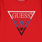 توب أولاد بأكمام بالشعار باللون الاحمر, 1, hi-res