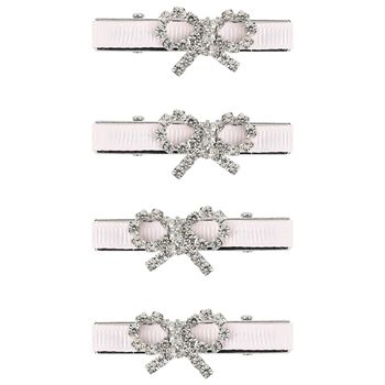 Girls Pink Embellished Bow Hair Clips ( 4 Pack )