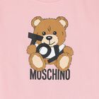 Girls Pink Teddy Bear Logo Dress, 3, hi-res