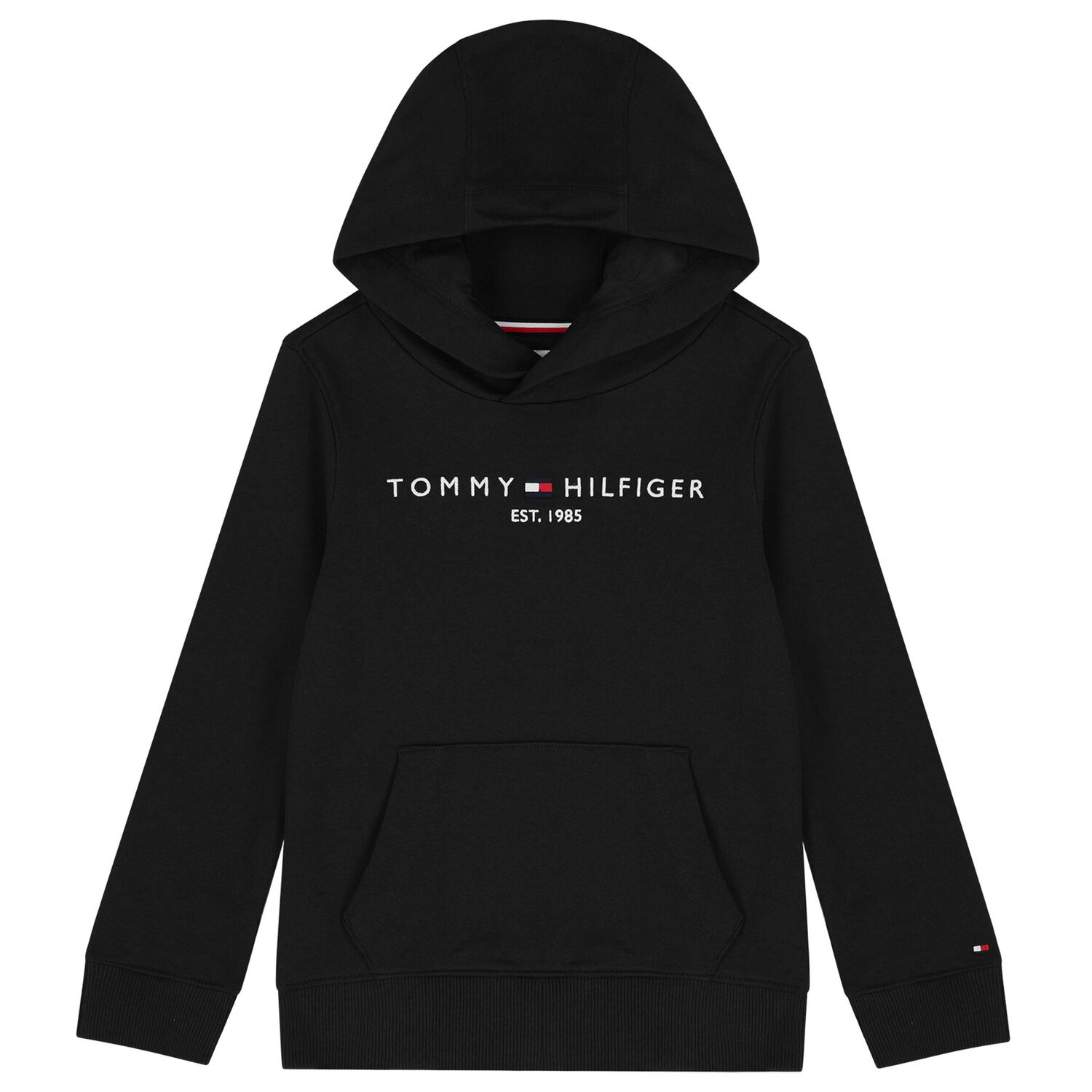 Boys Black Logo Hooded Top, 1, hi-res