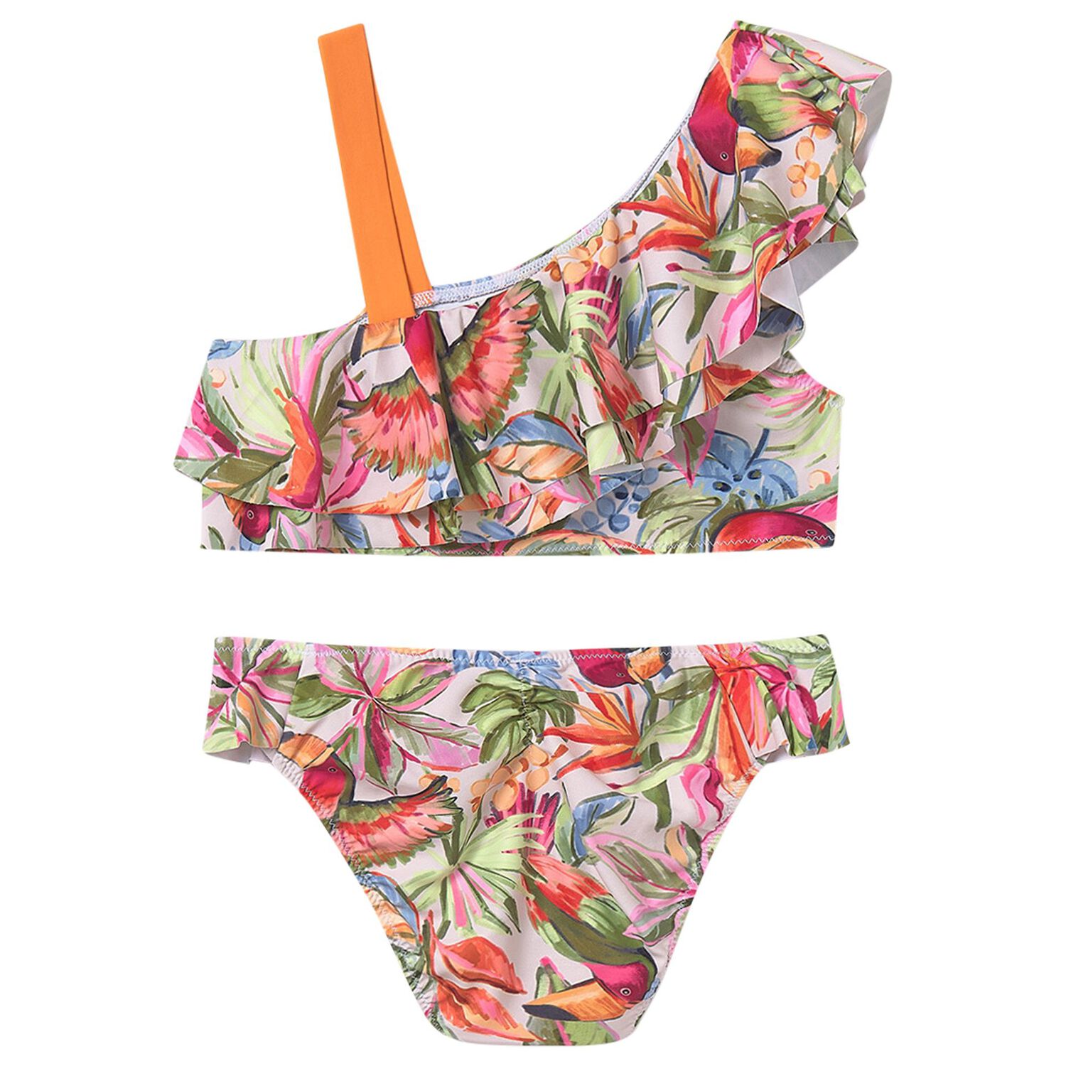 Girls Green & Pink Tropical Bikini, 1, hi-res image number null