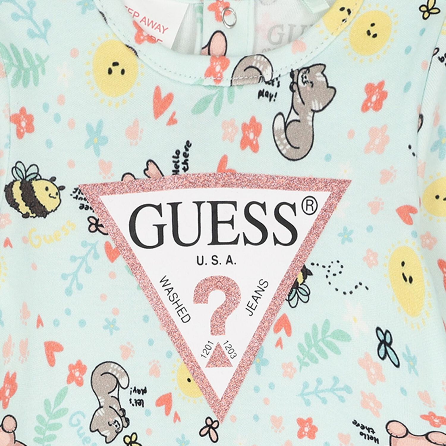 Baby Girls Green Cotton Bear Babygrow, 1, hi-res