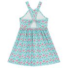 Girls Aqua Flamingo Print Criss Cross Dress, 2, hi-res