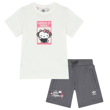White & Grey Hello Kitty Shorts Set