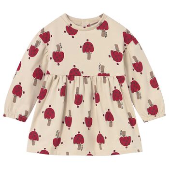 Younger Girls Beige Mushroom Dress