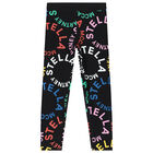 Girls Black Logo Leggings, 1, hi-res