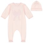 Baby Girls Pink Bow Babygrow Set, 1, hi-res