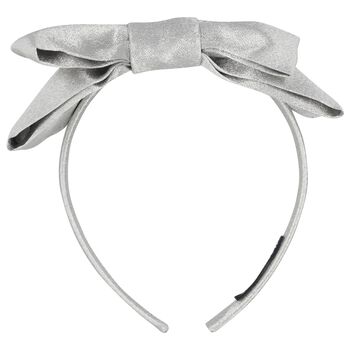 Girls Silver Bow Headband
