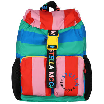 Girls Blue & Green Striped Backpack