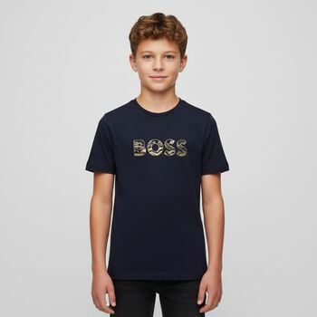Boys Navy Blue Logo T-Shirt