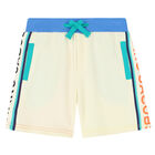 Boys Ivory Colour Block Logo Shorts, 1, hi-res