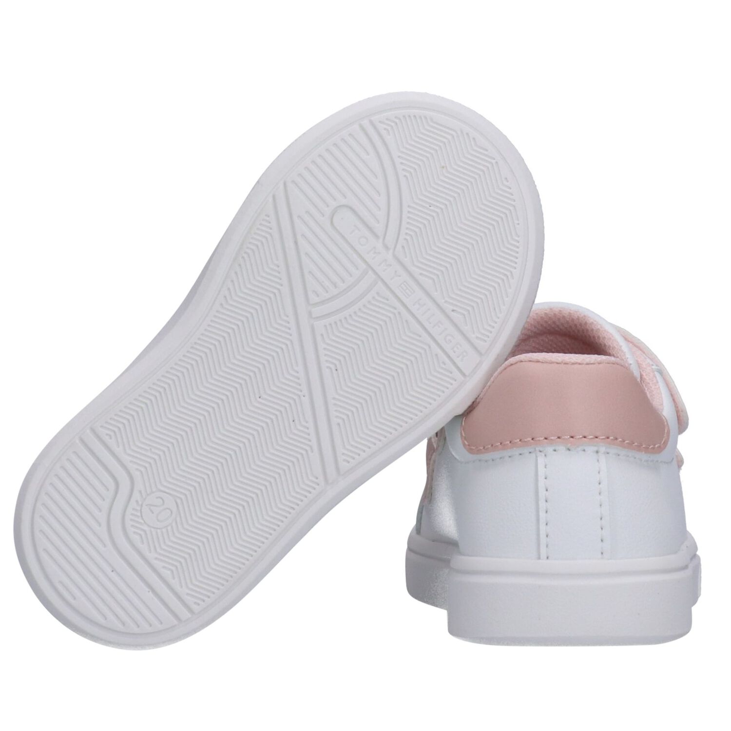Girls White & Pink Logo Trainers, 1, hi-res