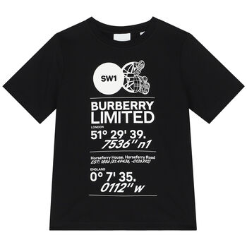 Boys Black Logo Cotton T-Shirt