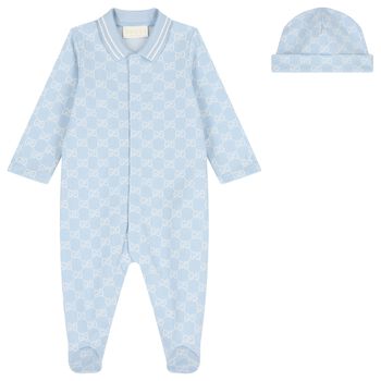 Baby Boys Blue GG Logo Babygrow Gift Set