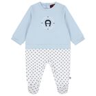 Baby Boys Blue & White Logo Babygrow, 2, hi-res