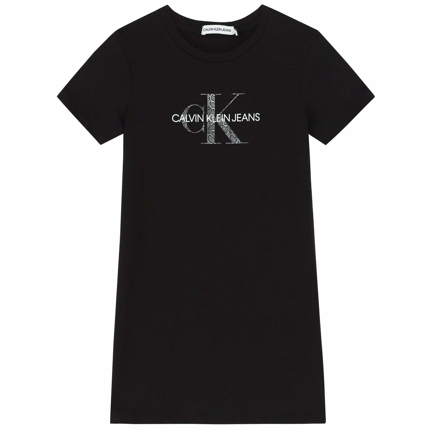 Girls Black Logo Dress, 1, hi-res