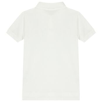 قميص بولو للاولاد بالشعار باللون الابيض 