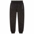 Boys Black Cotton Joggers, 1, hi-res