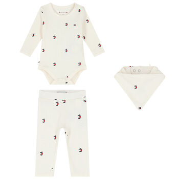 Ivory Logo Ribbed 3-Piece Set